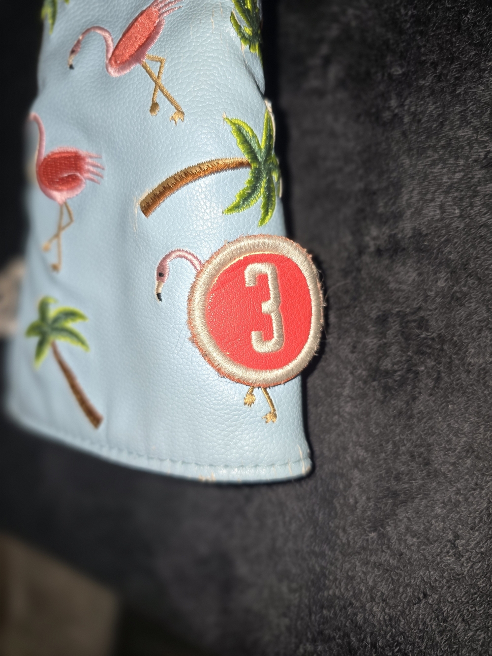 Pins & Aces Light Blue Flamingo Embroidered Headcover - Picture 4 of 5